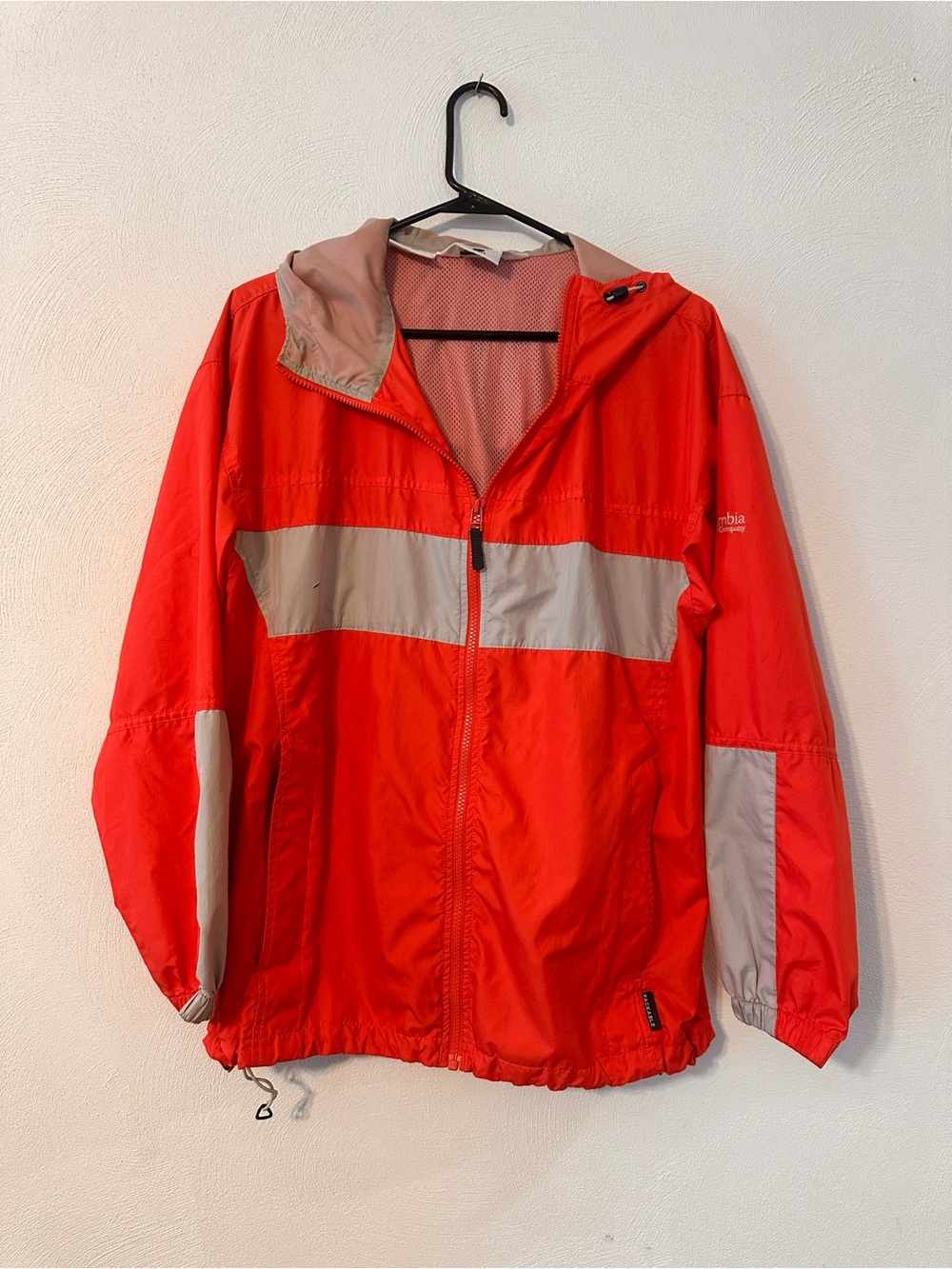 Columbia Pink Gray Rain Jacket Women’s Large Lightweight
